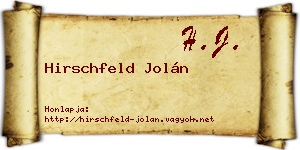 Hirschfeld Jolán névjegykártya